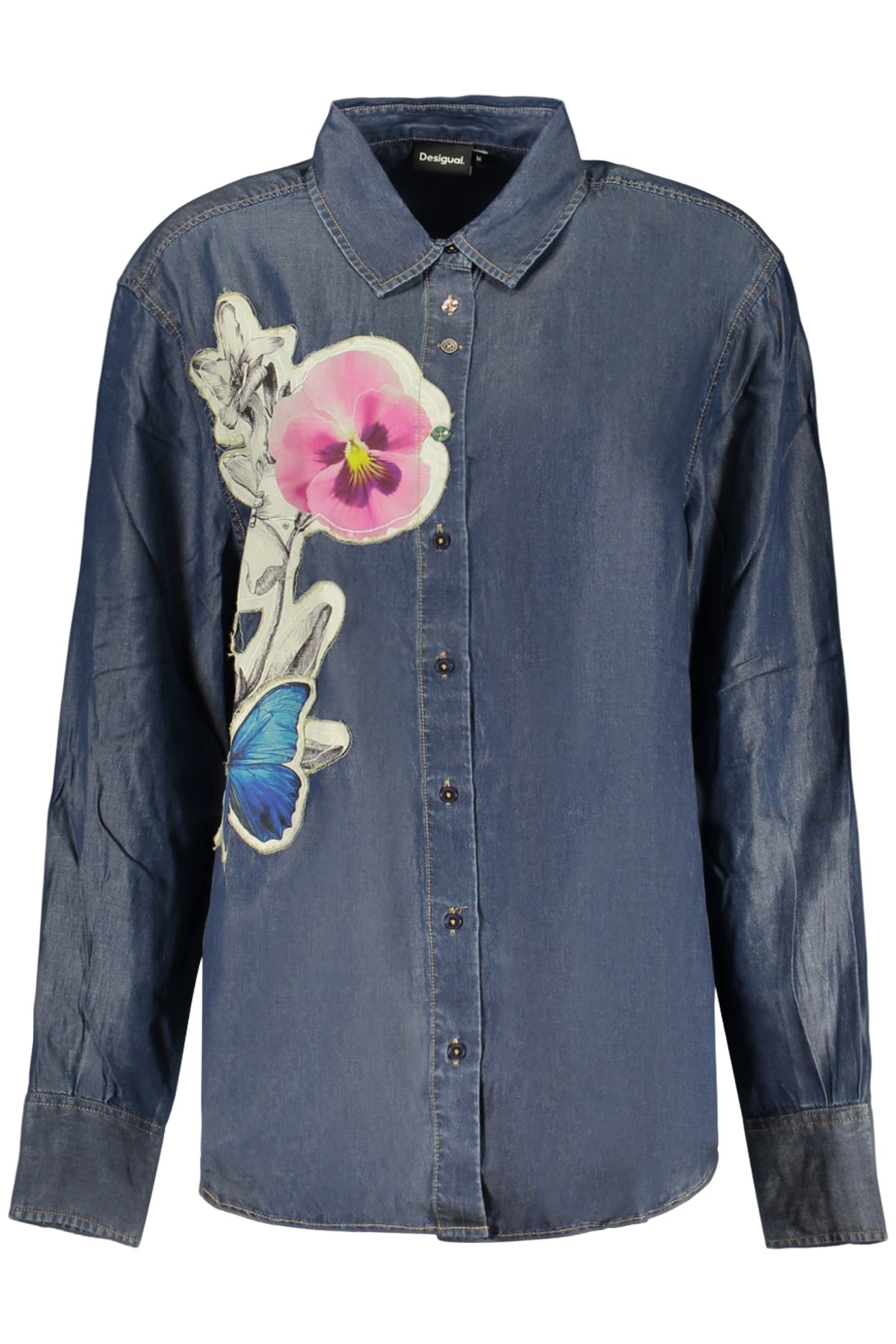 DESIGUAL CAMICIA MANICHE LUNGHE DONNA BLU