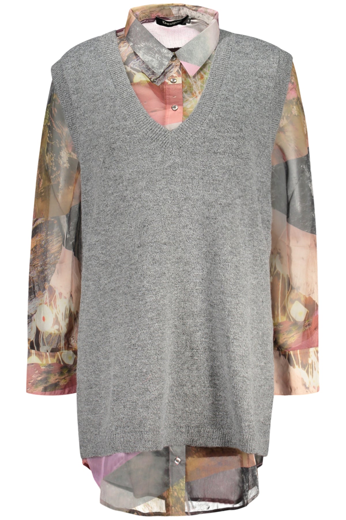 DESIGUAL CAMICIA MANICHE LUNGHE DONNA GRIGIO