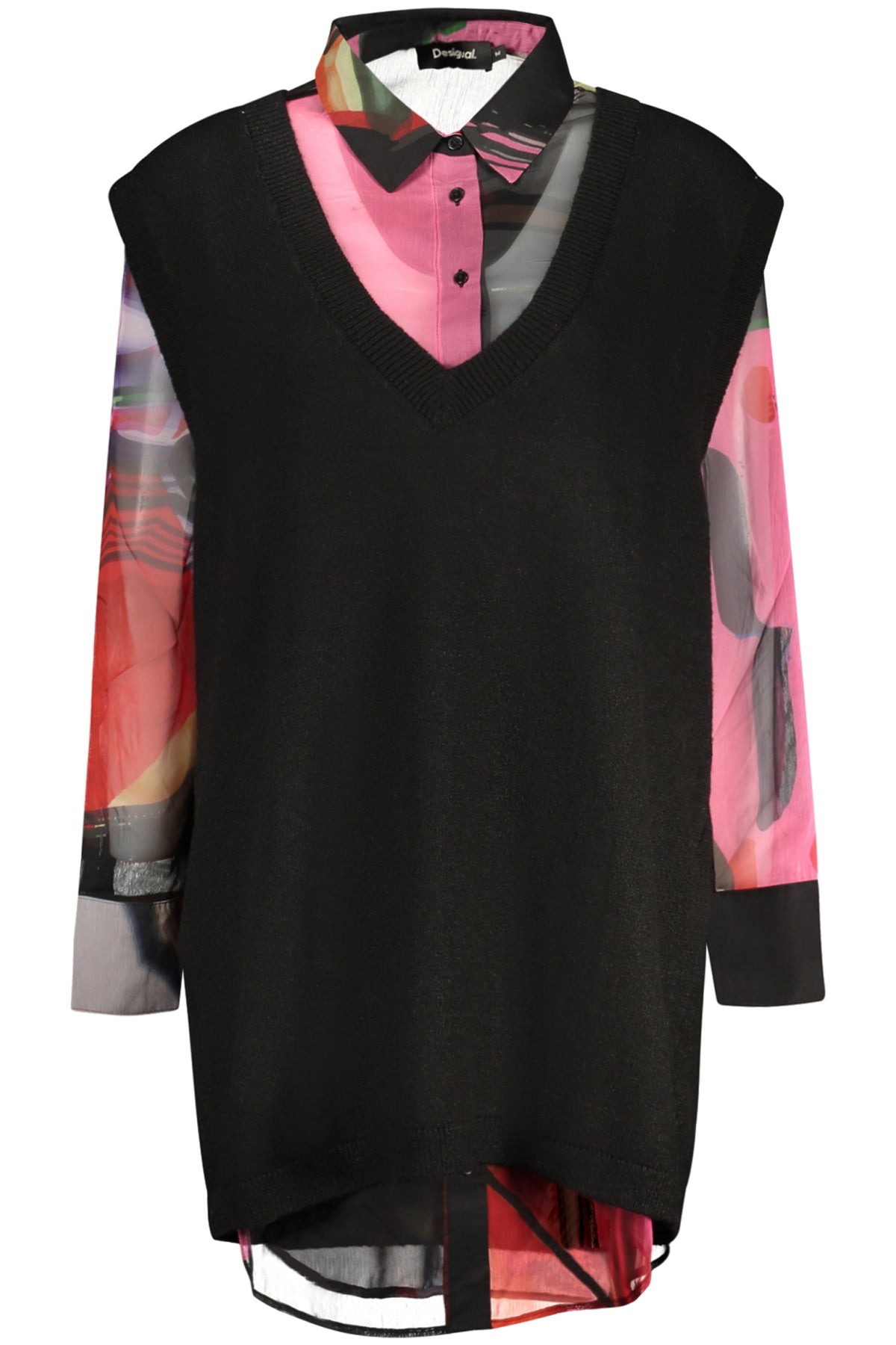 DESIGUAL CAMICIA MANICHE LUNGHE DONNA NERO