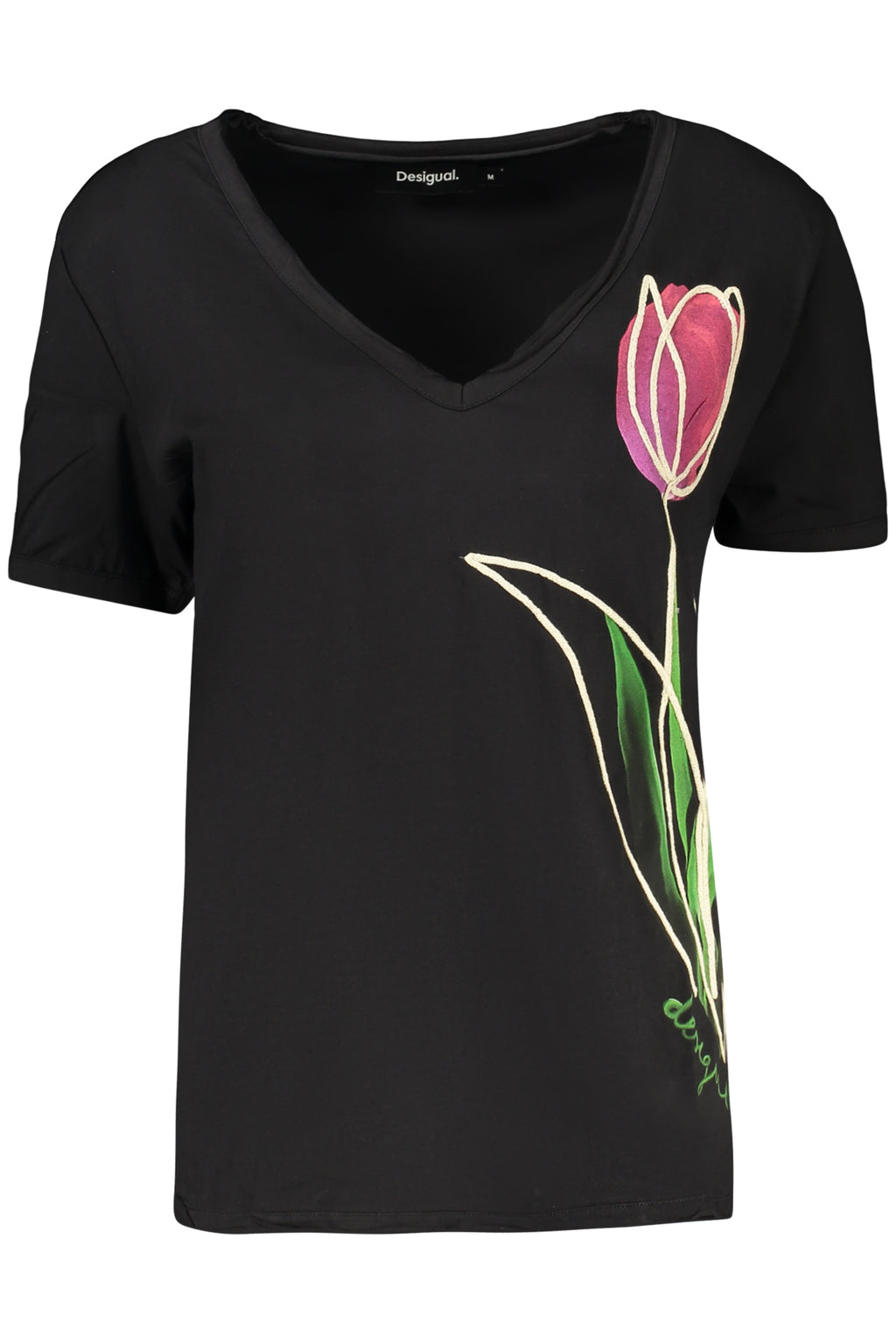 DESIGUAL T-SHIRT MANICHE CORTE DONNA NERO