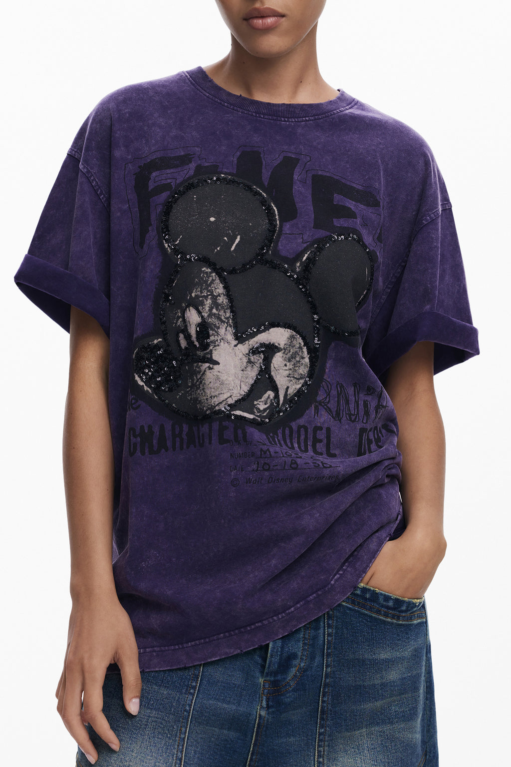DESIGUAL T-SHIRT MANICHE CORTE DONNA VIOLA