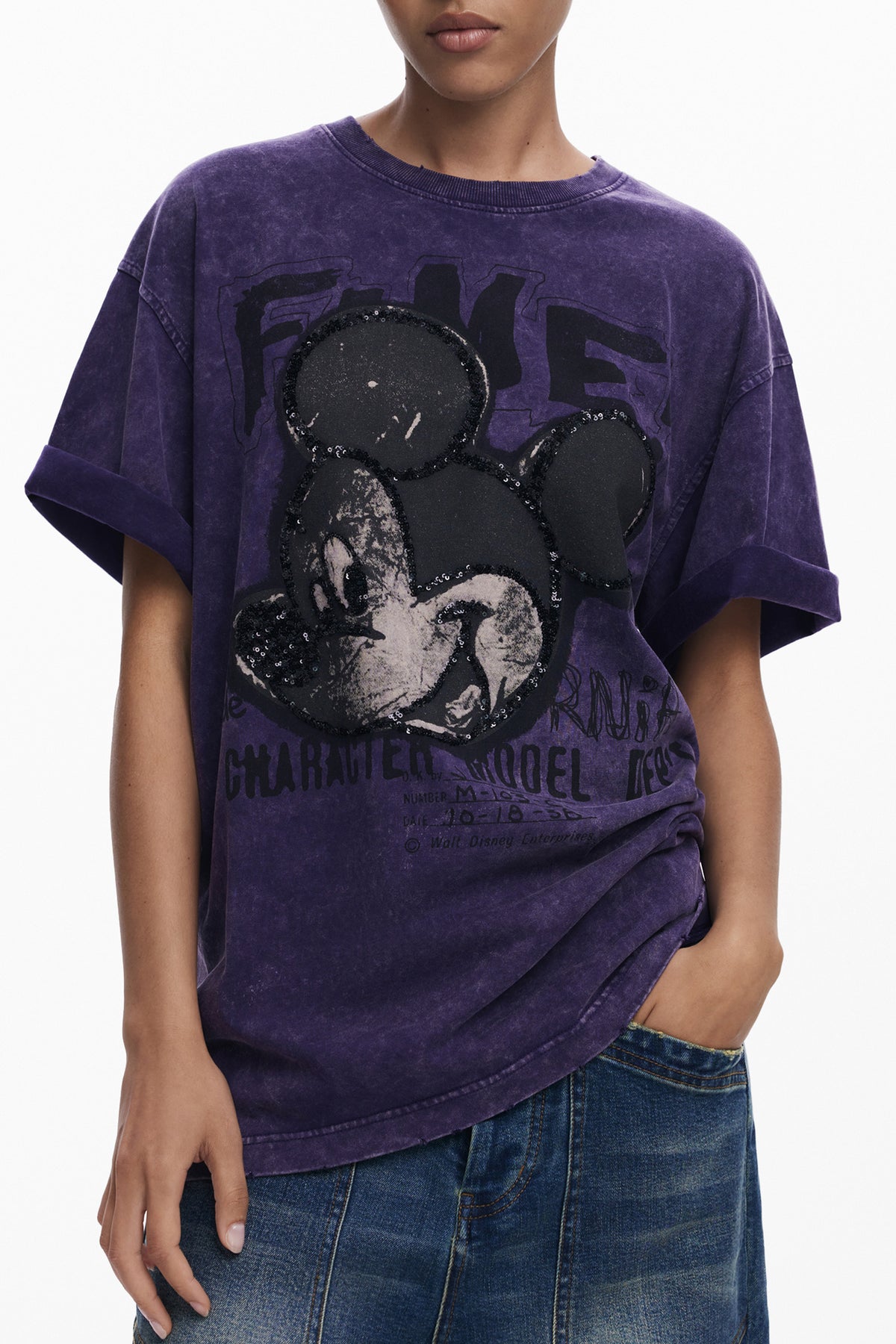 DESIGUAL T-SHIRT MANICHE CORTE DONNA VIOLA