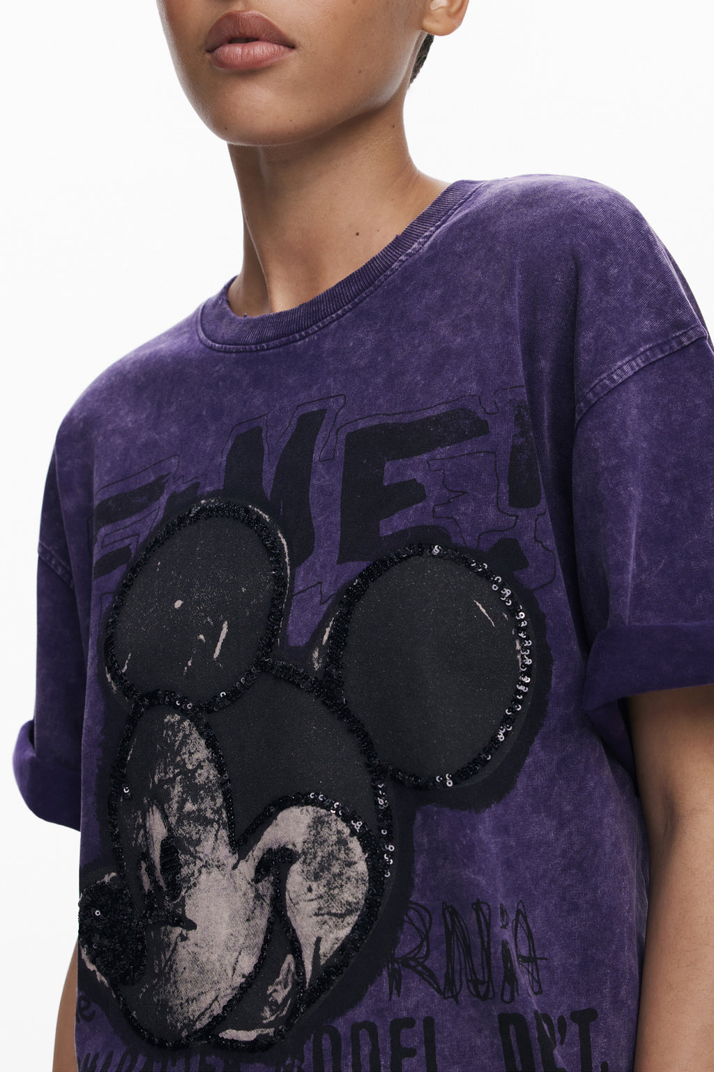 DESIGUAL T-SHIRT MANICHE CORTE DONNA VIOLA