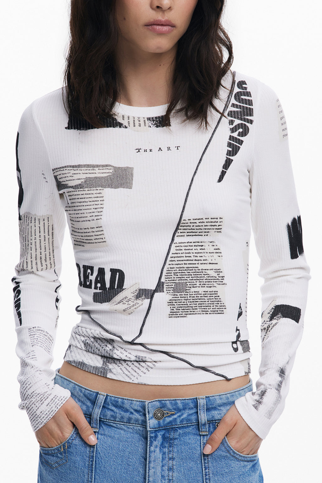 DESIGUAL T-SHIRT MANICHE LUNGHE DONNA BIANCO